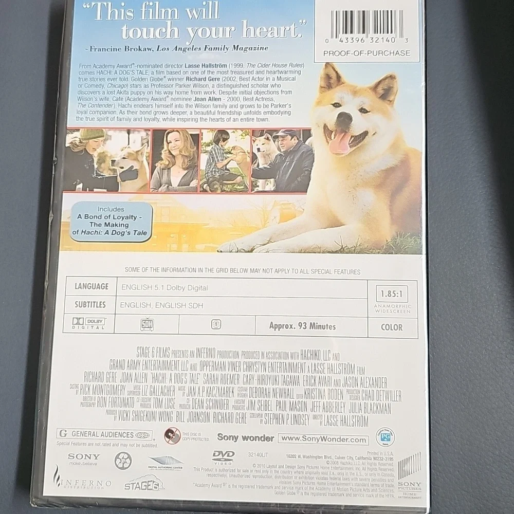 Hachi: A Dog's Tale DVD. New - Picture 2 of 4
